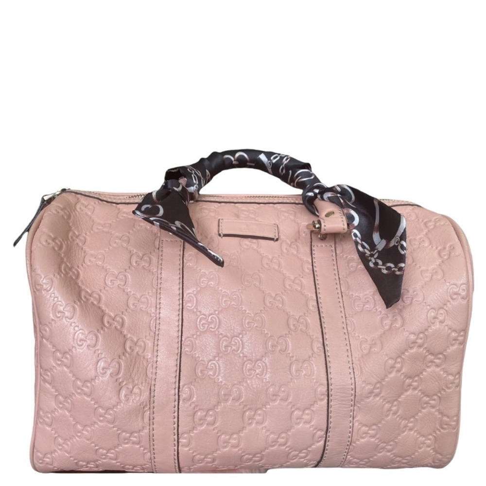 Gucci Vintage 80s Blush Pink Guccissima Boston Bag